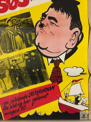 Saps at Sea Stan Laurel and Oliver Hardy 33x24 Vintage Danish Movie Poster 3