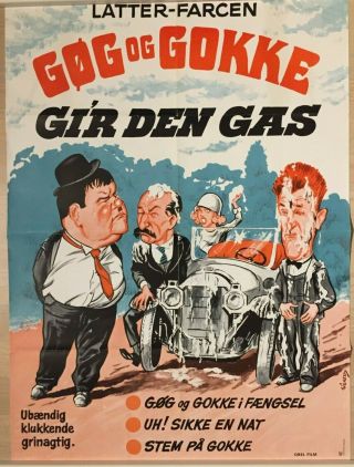 Laughing Gravy Stan Laurel And Oliver Hardy 33x24 Vintage Danish Movie Poster