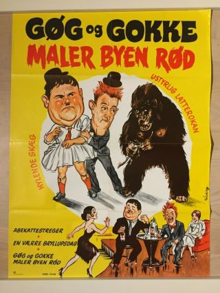 The Chimp Stan Laurel And Oliver Hardy 33x24 Vintage Danish Movie Poster