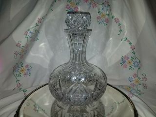 Vintage Abp Cut Glass Crystal Water Carafe Decanter Bottle - Heavy