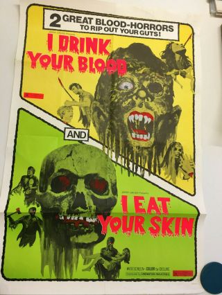 I Drink Your Blood I Eat Your Skin Combo Horror Cult One Sheet