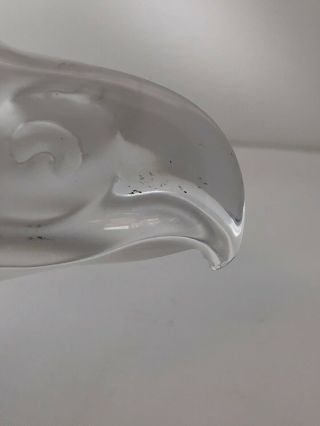 Lalique Crystal Eagle Head Clear Frosted Paperweight Hood Ornament Beak - CHIP 3