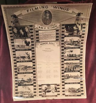 Vintage Real Photo Poster The Filming Of Wings Silent Movie Clara Bow 1929