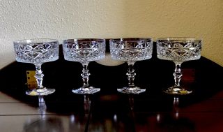 4 Vintage Champagne Coupes Bleikristall Lead Crystal Sherbet Glasses Germany Bar