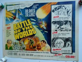 Battle Of The Worlds Rare 22 X 28 Poster Italian Sci - Fi Horror Claude Rains