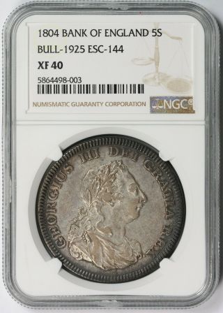 1804 Great Britain Bank Dollar Silver 5 Shillings Bull - 1925 Esc - 144 Xf 40 Ngc