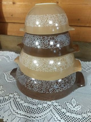 Set Of 4 Vintage Pyrex Woodland Cinderella Mixing Bowls | 441 442 443 444