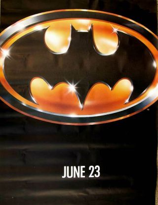 Huge Batman 1989 Teaser Movie Poster W/ Iconic Bat - Symbol Logo Bus Stop
