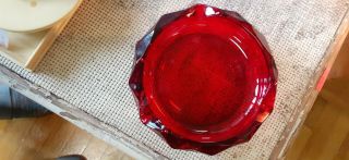 Vintage Large Ruby Red Ashtray