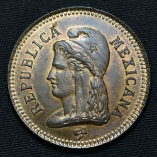 1890 Mexico,  Queretaro,  2 Centavos Bronze Pattern By Lauer,  Km - X - Nc17