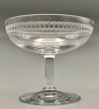 Set Of 10 Vintage Etched Crystal Looped Design Champagne Cocktail Coupes/saucers
