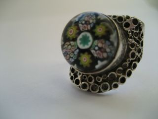 CAITHNESS GLASS JEWELLERY HALLMARKED SILVER RING WITH PAUL YSART GLASS STONE 3