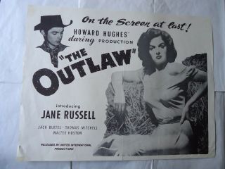 Jane Russell/the Outlaw/ U9m/ U.  S.  Half Sheet Poster