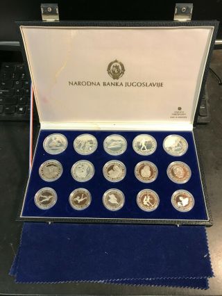 1984 Yugoslavia Sarajevo Winter Olympics Silver 15 Coin Set 100 250 500 Dinar