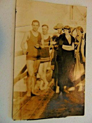 Photo Postcard Of Rudolph Valentino In Bathing Suit At Utah 