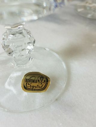 Vintage Bohemia Crystal Brandy/Cognac Snifters Etched Pattern Glasses Set of 4 3