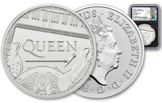 2020 Britain Legends Of British Music Queen 1 Oz Silver £2 Ngc Ms70 Fr Black