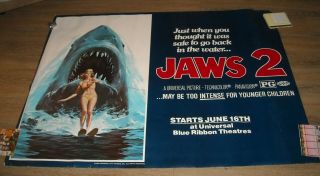 Rolled 1978 Jaws 2 45 X 58 Large Movie Poster Gga Painted Great White Shark