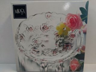 Mikasa Crystal Bella Rosa Pink Frost 13 " Serving Bowl Pink Rose