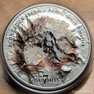 2018 - Cook Island $25 - 5 Oz - Aconcagua,  Andes Range - 3rd Issue In 7 Summits