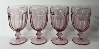 Set 4 Vintage Libbey Duratuff Gibralter Pink Violet Glass Water Goblet Perfect