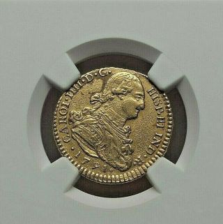 1791 P - Sf Colombia Carlos Iv Gold 2 Escudos Ngc Au - Details L@@k