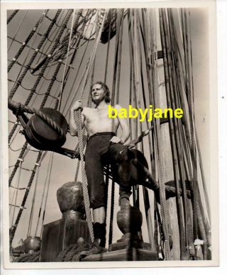 Errol Flynn 8x10 Photo Barechested On Ship 1935 Captain Blood Dbl Wgt