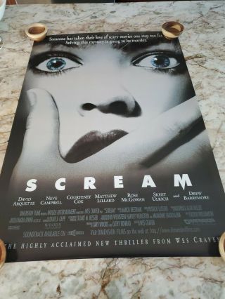 Scream Movie Poster 27 X 40 Ss 1 - Sh 1996 Wes Craven Horror Vf/nm Rolled