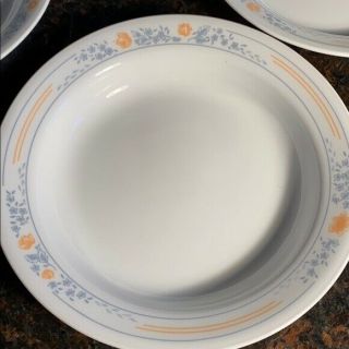 4 Corelle Apricot Grove Flat Rimmed Soup Or Pasta Bowls 8 - 1/2 " Made In Usa