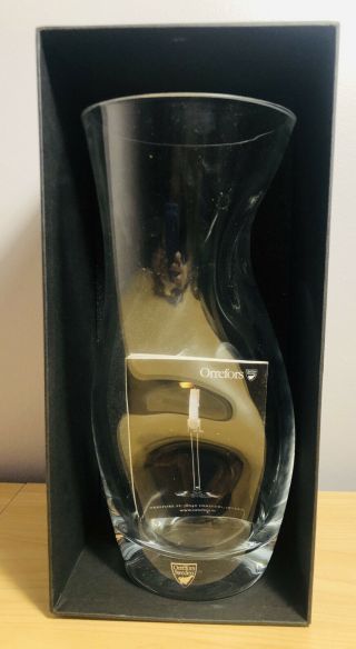 Orrefors Sweden Crystal Vase Squeeze Shape W/ Box