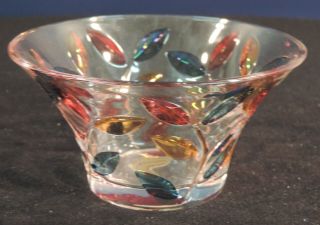 Murano Glass Tree Of Life Candy Bowl Green Gold Red Leaves Gold Stems Italy
