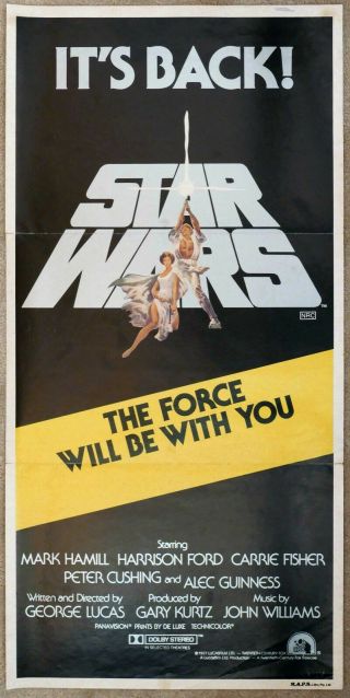 Star Wars 1981 Re - Issue Australian Cinema Daybill Movie Poster Rare