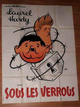 French Movie Poster Laurel And Hardy Pardon Us Sous Les Verrous 47x63 In