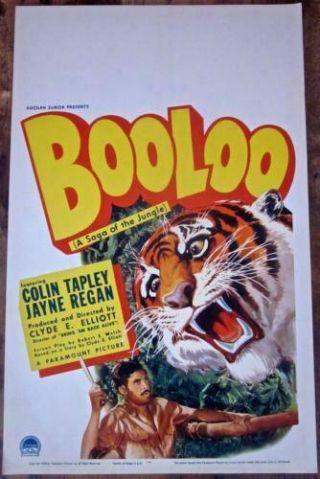 Booloo - Tiger Art (1938) Us Window Card Movie Poster