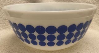 Vintage Pyrex Blue Polka Dot Mixing Bowl 2 - 1/2 Quart Model 403 Retro Mcm