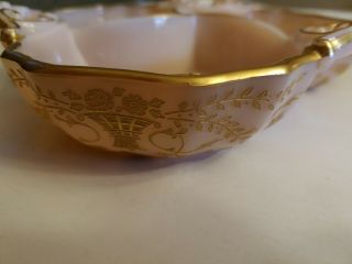 Pink Milk Glass 3 Section divided Condiment Relish Dish Gold CAMBRIDGE Jeannette 2