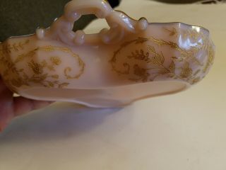 Pink Milk Glass 3 Section divided Condiment Relish Dish Gold CAMBRIDGE Jeannette 3