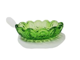 Vintage Ashtray Green Glass Daisy & Buttons Pattern Collectible Glassware