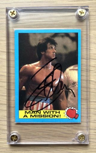 Sylvester Stallone Hand Signed Rocky Iv Trading Card With Rare,  Screw Case