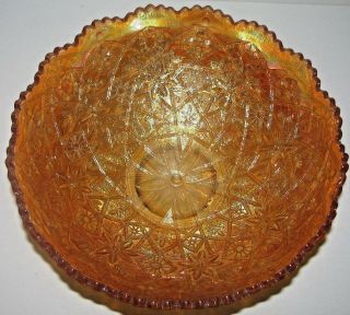 Large Vintage Imperial Marigold Carnival Glass Bowl Hattie Pattern