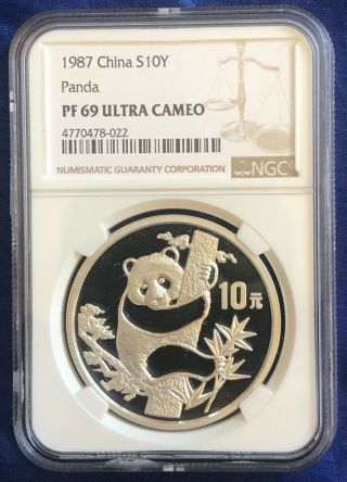 China 1987 10 Yuan Silver Proof Panda - Ngc Pf69uc - Sn:4770478 - 022