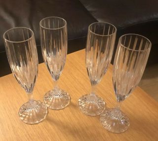 4 Mikasa Park Lane Champagne Flutes Glasses Lead Crystal