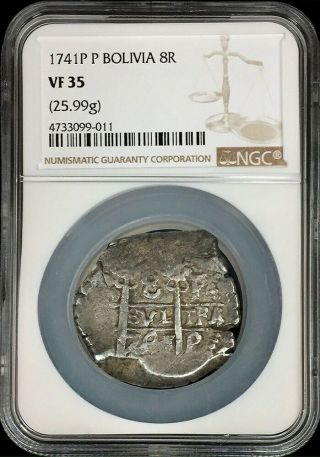 1741 Potosi Silver Bolivia 8 Reales Cob Philip V Coin Ngc Very Fine 35