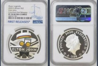 2020 Uk Music Legends Elton John 1oz Silver Proof Proof Pf70 Uc First Releases