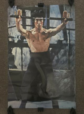 Vintage 1975 Bruce Lee Enter The Dragon Nunchuks Poster 37 X 24.  5 Kung Fu