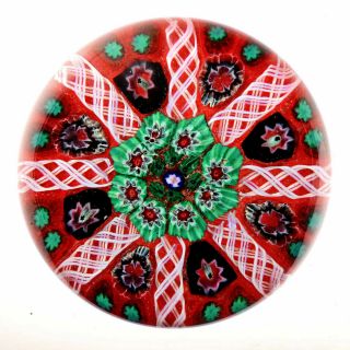 Large Very Early Scottish Vasart Or Strathearn Millefiori Panel Paperweight