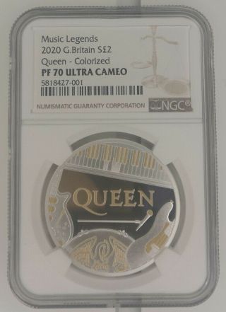 Ngc Pf70 Great Britain Uk 2020 Queen Music Legends Silver Coin 1oz 2 Pounds