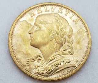 1949 - B Swiss Gold 20 Francs Helvetia Bu, .  1867agw L7878