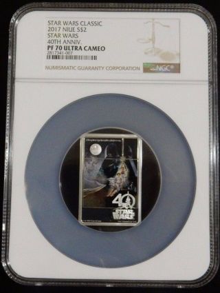 2017 Star Wars 40th Anniversary Poster Coin - Ngc Pf70 - Hope,  Perfect Grade