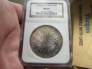 1897 Go Rs Mexico 8 Reales - Ngc Ms64 - Old Holder - Reflective Surfaces
